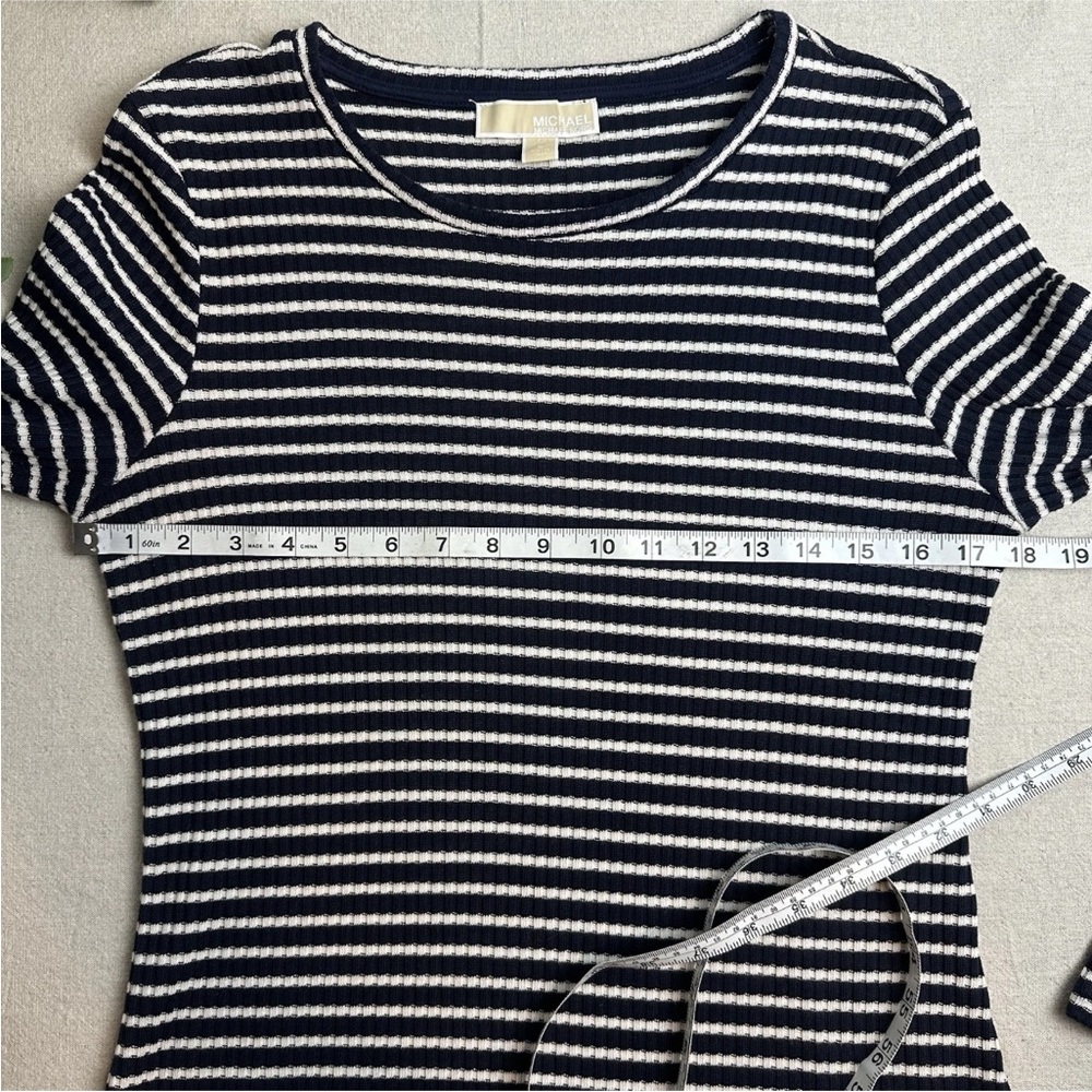Michael Kors Knit Sweater Dress Navy White Stripe Classic Size L - Picture 9 of 13